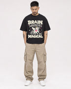 Mockup Boxy Heavyweight Tee Black male full-body 12
