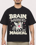 Mockup Boxy Heavyweight Tee Black male close-up 12
