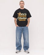Mockup Boxy Heavyweight Tee Black male full-body 18
