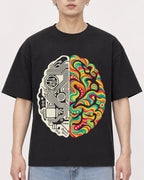 Mockup Boxy Heavyweight Tee Black male close-up 01