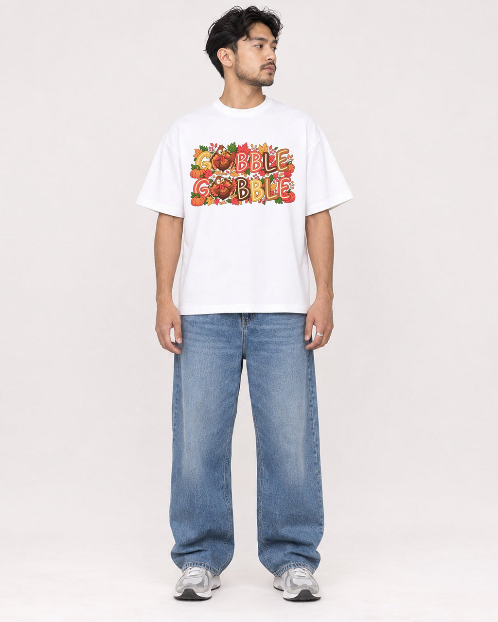 Mockup Boxy Heavyweight Tee White male full-body 02