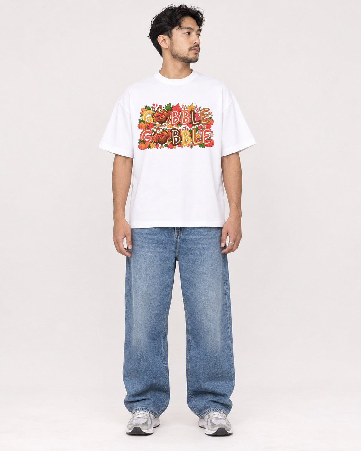 Mockup Boxy Heavyweight Tee White male full-body 02
