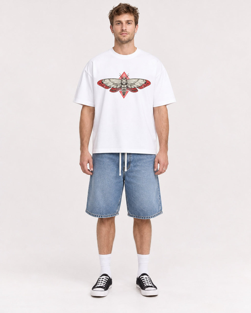 Mockup Boxy Heavyweight Tee White male full-body 08