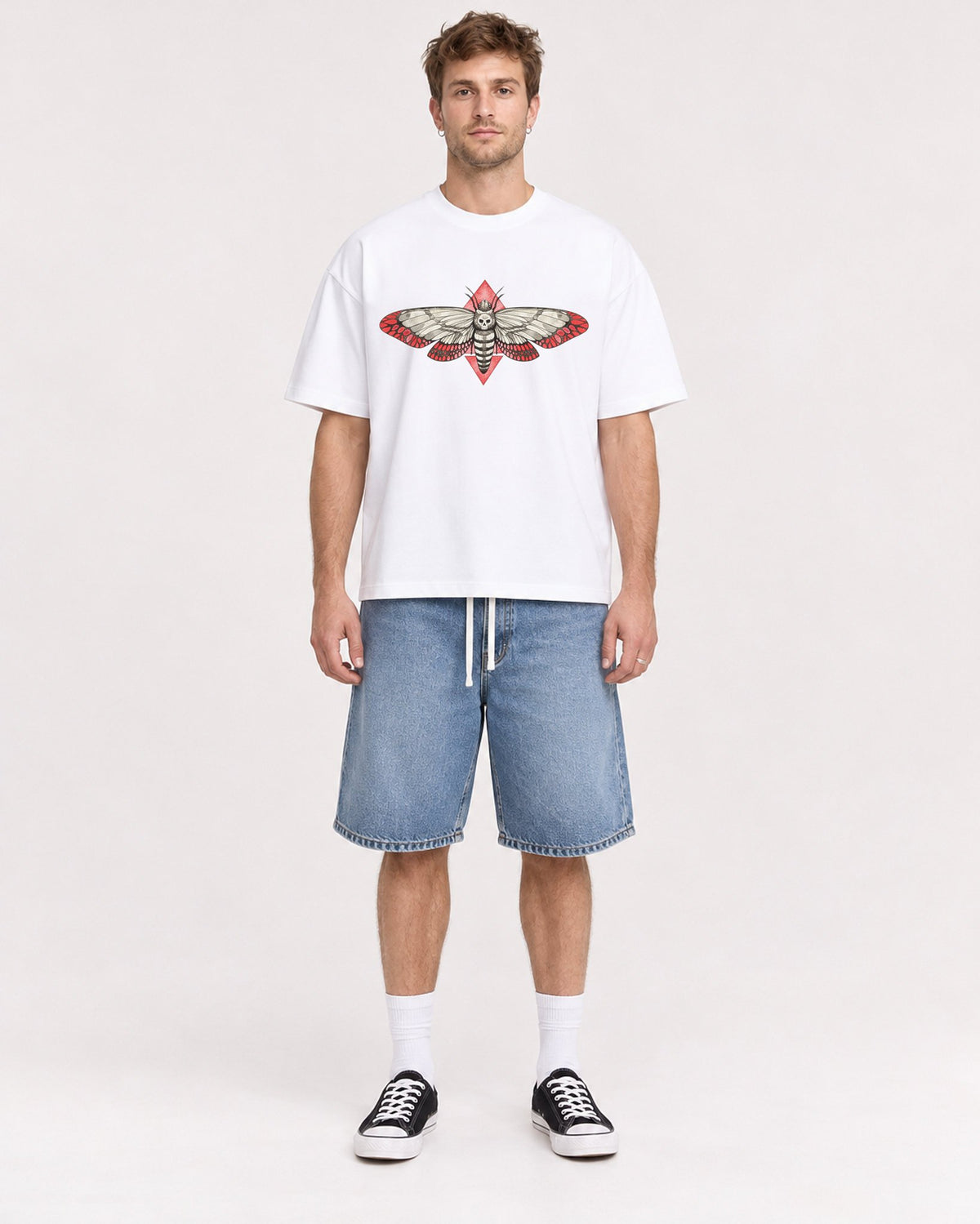 Mockup Boxy Heavyweight Tee White male full-body 08