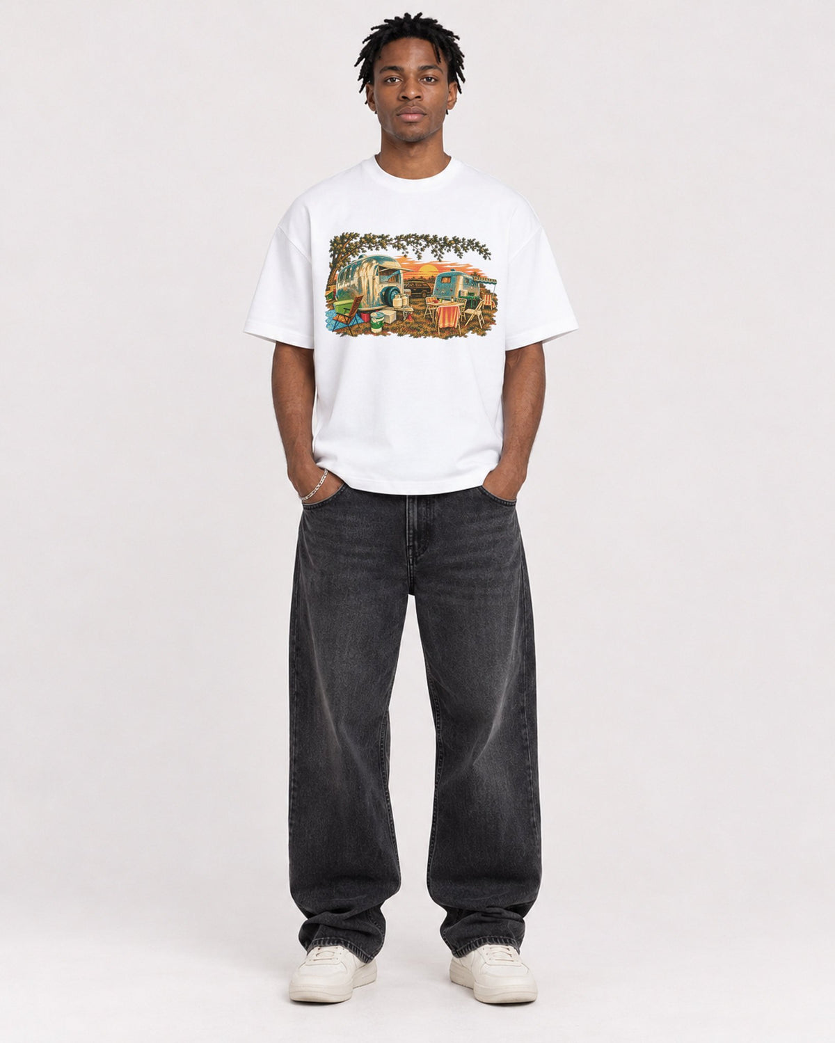 Mockup Boxy Heavyweight Tee White male full-body 05