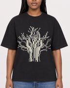 Mockup Boxy Heavyweight Tee Black female close-up 04