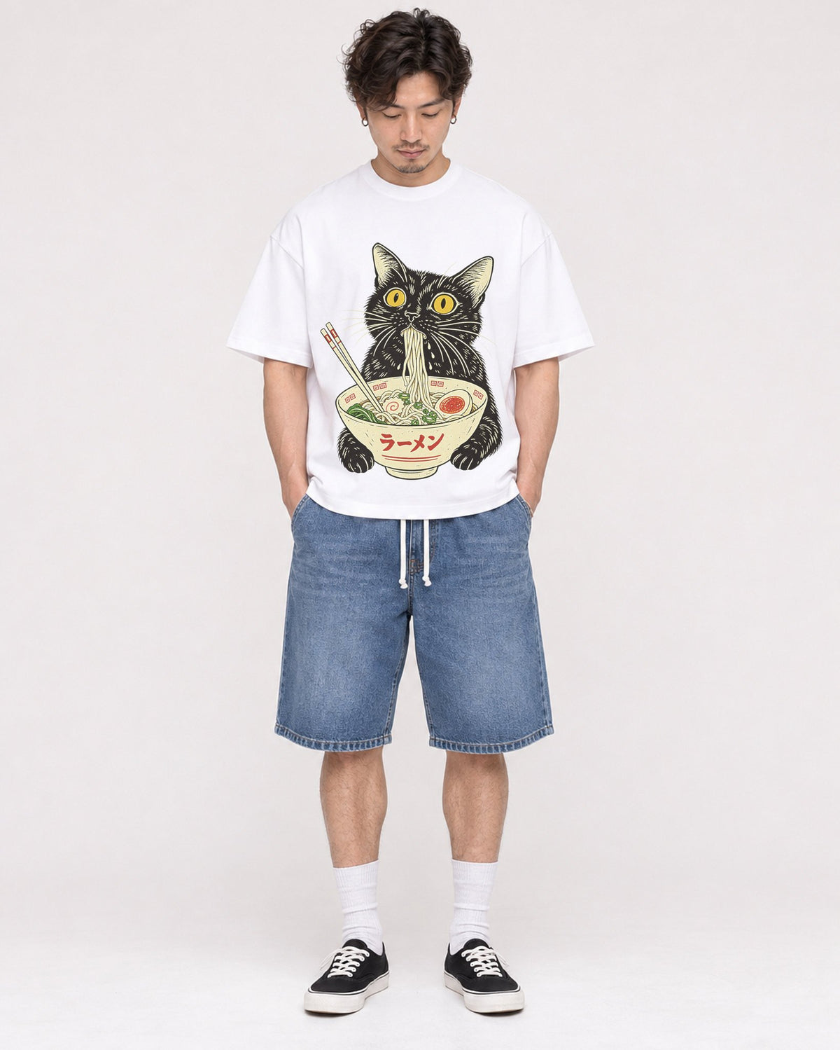 Mockup Boxy Heavyweight Tee White male full-body 03