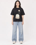 Mockup Boxy Heavyweight Tee Black female full-body 03