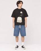 Mockup Boxy Heavyweight Tee Black male full-body 03
