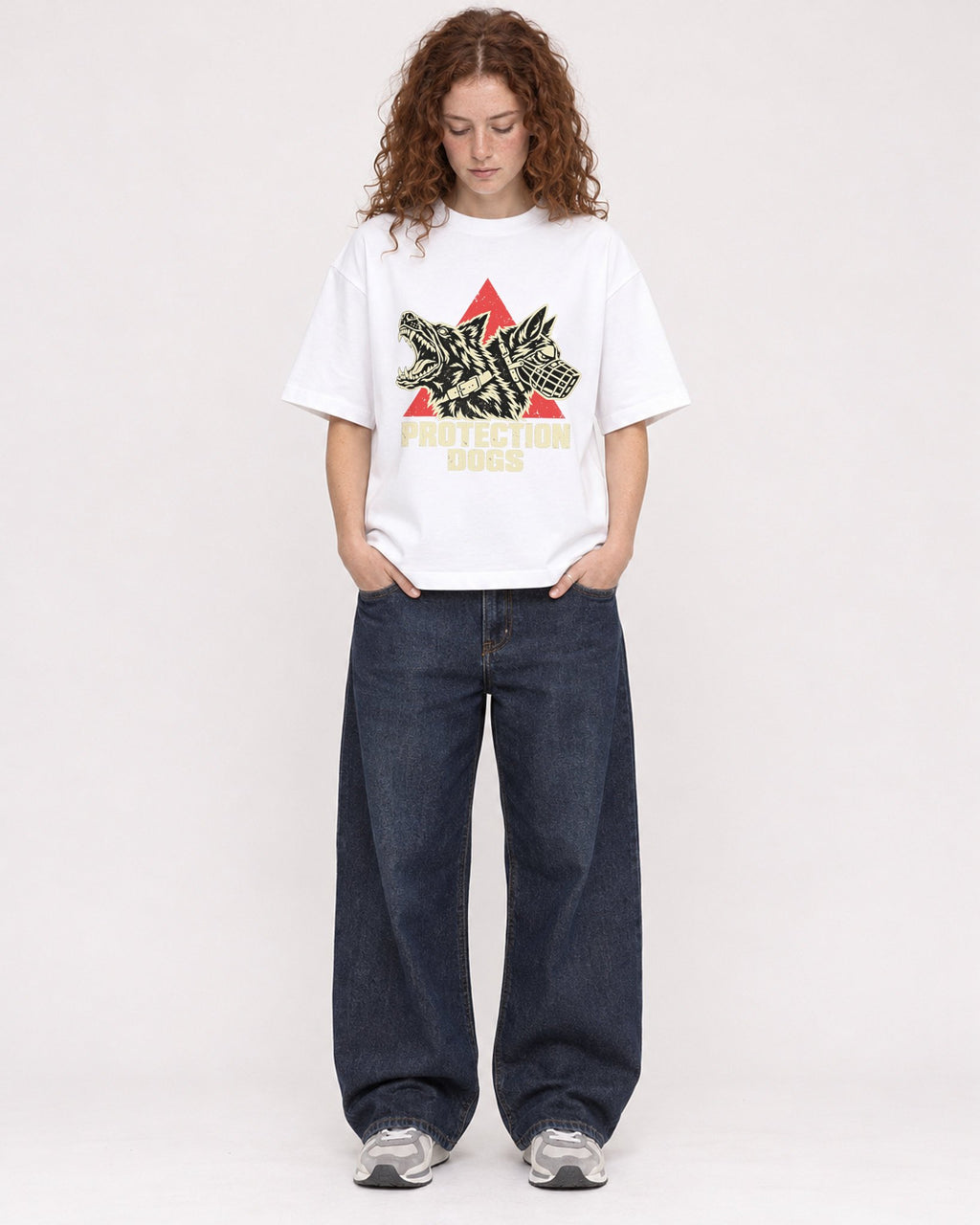 Mockup Boxy Heavyweight Tee White female full-body 09