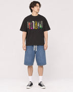 Mockup Boxy Heavyweight Tee Black male full-body 03