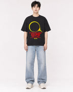 Mockup Boxy Heavyweight Tee Black male full-body 01