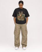 Mockup Boxy Heavyweight Tee Black female full-body 34