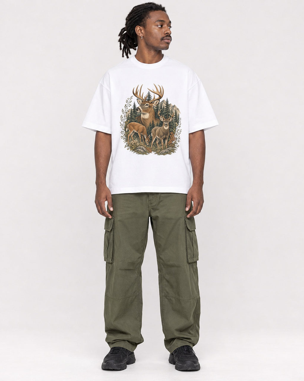 Mockup Boxy Heavyweight Tee White male full-body 34
