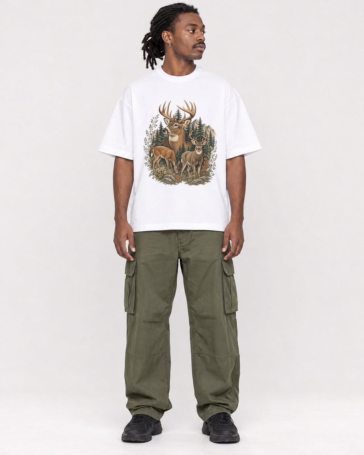 Mockup Boxy Heavyweight Tee White male full-body 34