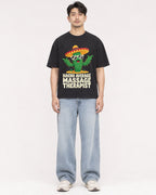 Mockup Boxy Heavyweight Tee Black male full-body 13