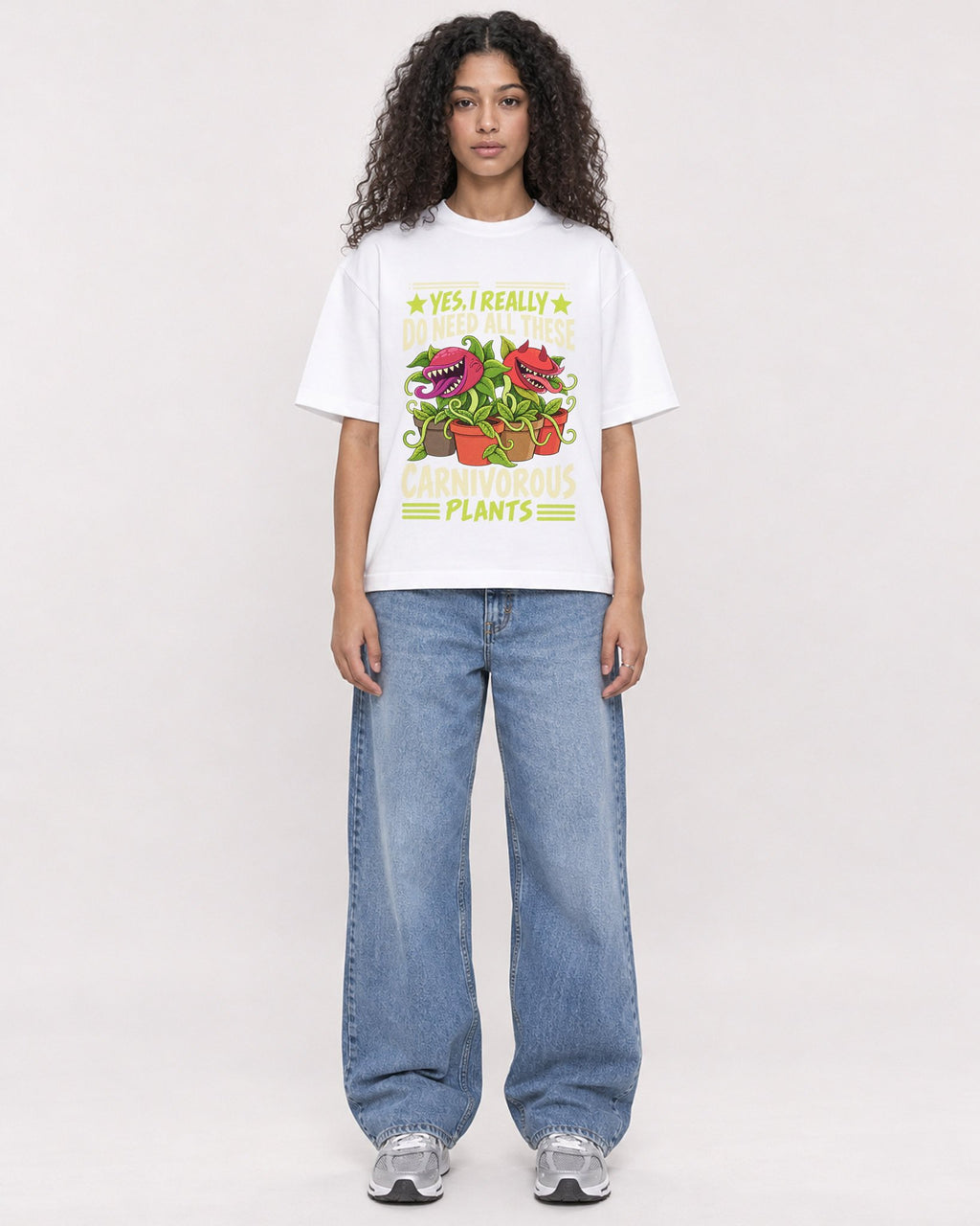 Mockup Boxy Heavyweight Tee White female full-body 10