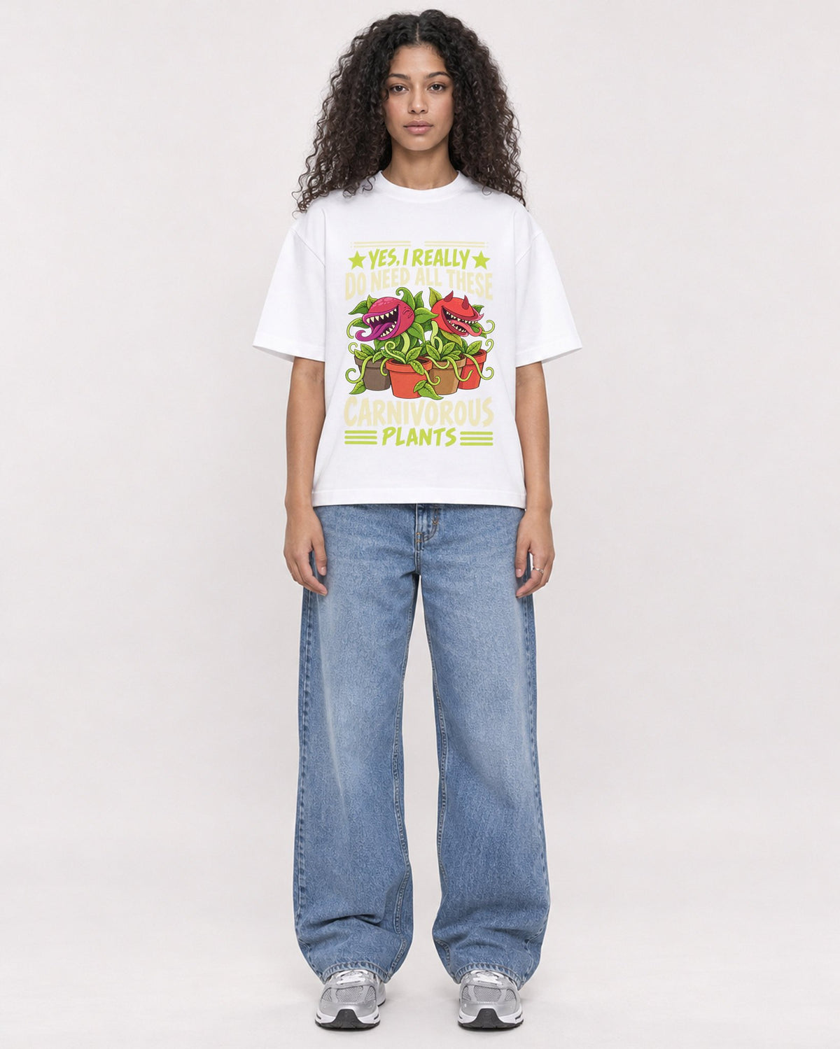 Mockup Boxy Heavyweight Tee White female full-body 10