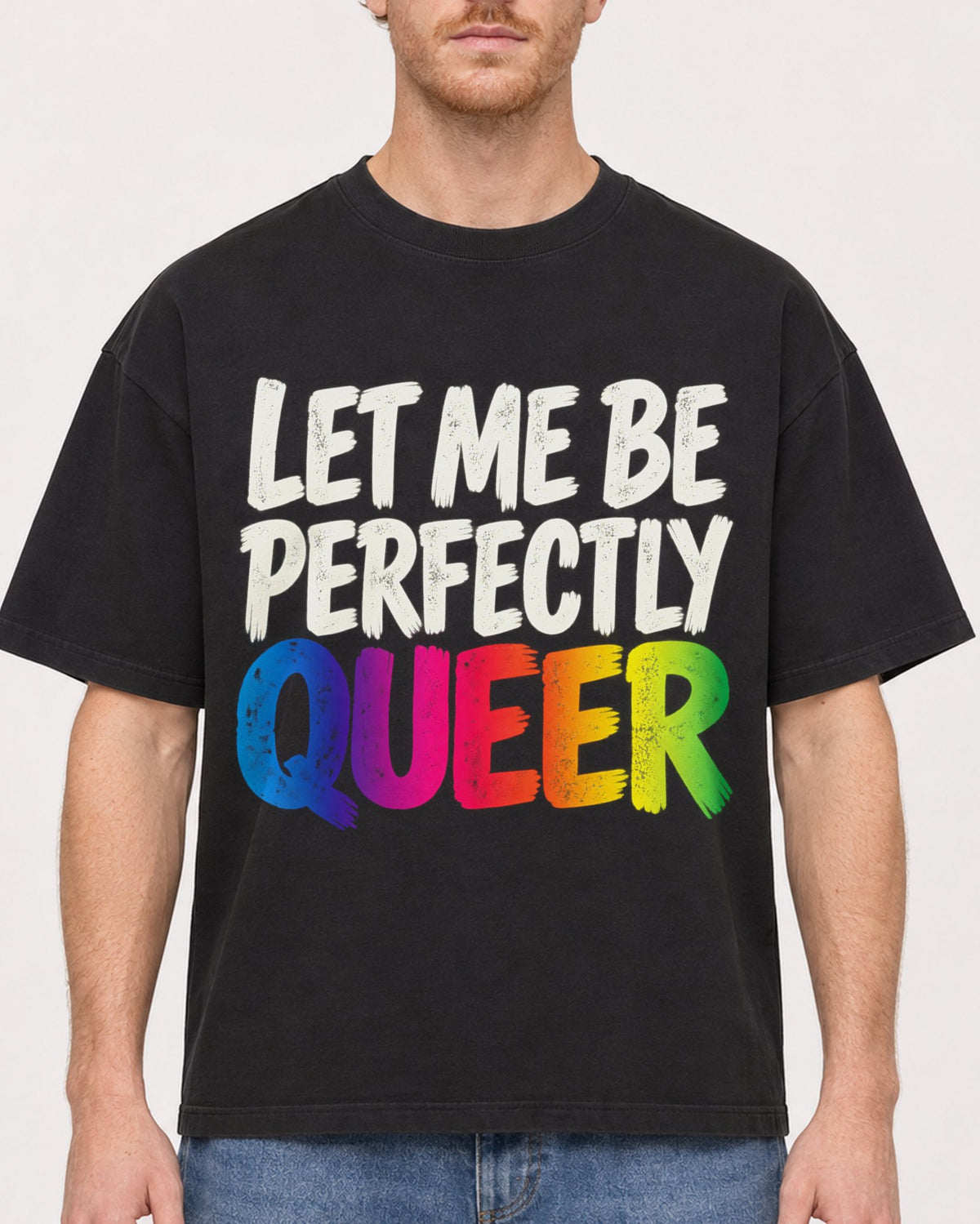 Mockup Boxy Heavyweight Tee Black male close-up 38