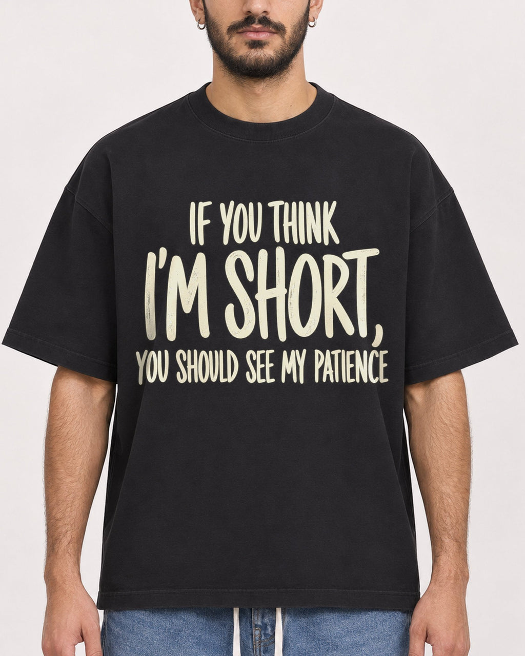 Mockup Boxy Heavyweight Tee Black male close-up 07