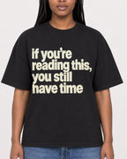 Mockup Boxy Heavyweight Tee Black female close-up 04