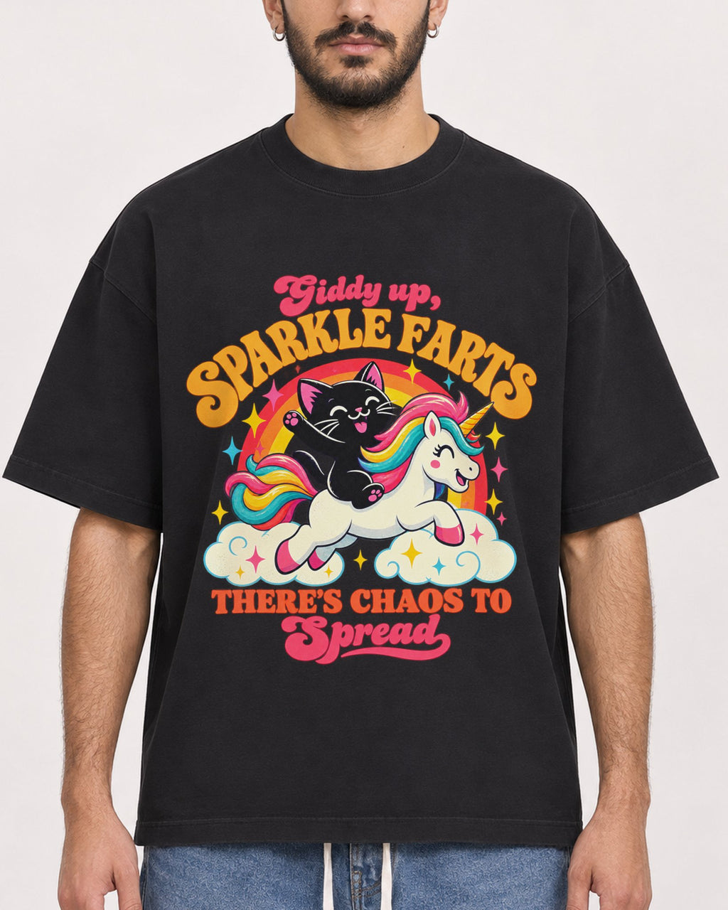 Mockup Boxy Heavyweight Tee Black male close-up 07