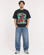 Mockup Boxy Heavyweight Tee Black male full-body 02