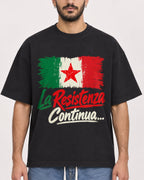 Mockup Boxy Heavyweight Tee Black male close-up 07
