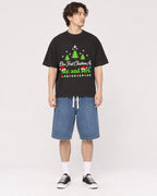 Mockup Boxy Heavyweight Tee Black male full-body 03