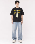 Mockup Boxy Heavyweight Tee Black male full-body 01