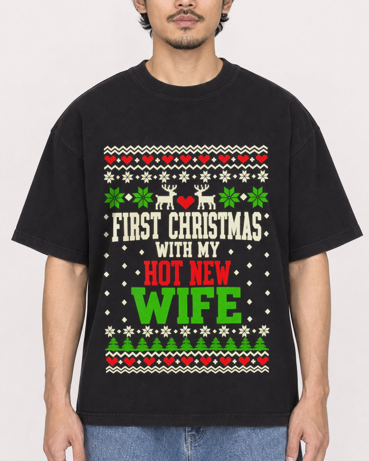 Mockup Boxy Heavyweight Tee Black male close-up 02