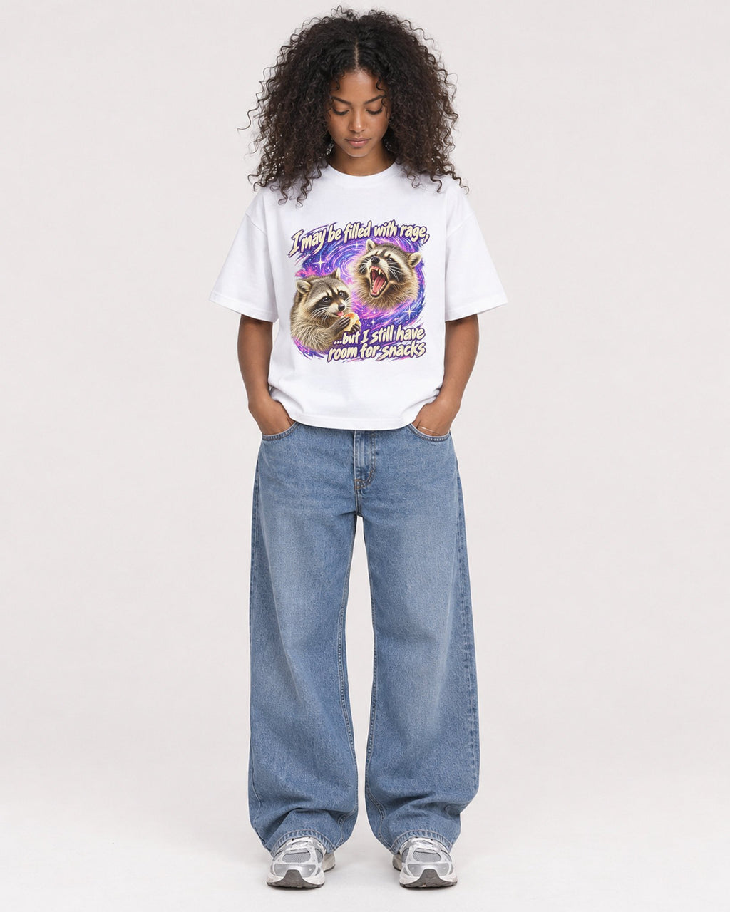 Mockup Boxy Heavyweight Tee White female full-body 05