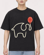 Mockup Boxy Heavyweight Tee Black male close-up 01
