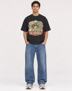 Mockup Boxy Heavyweight Tee Black male full-body 10