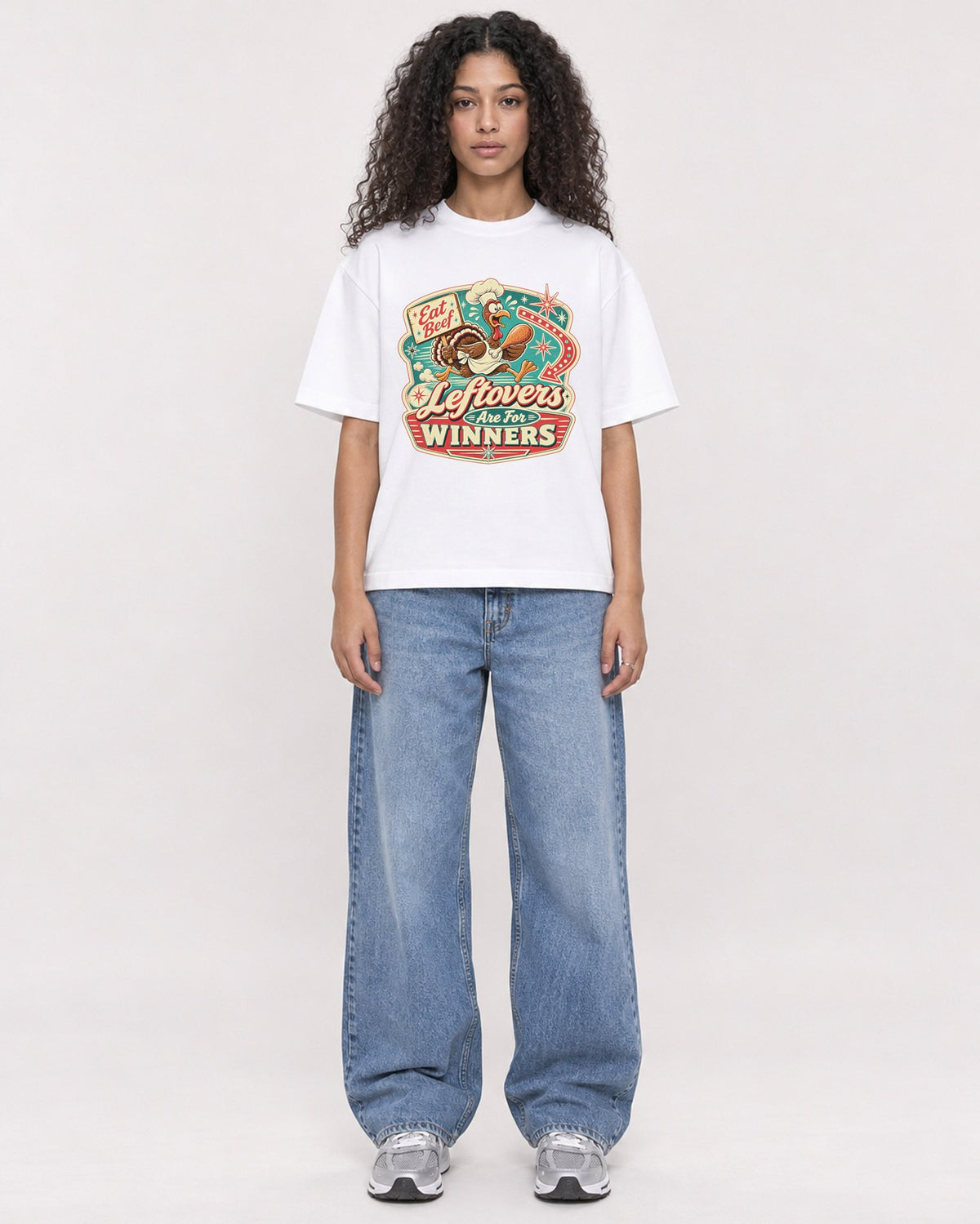 Mockup Boxy Heavyweight Tee White female full-body 10