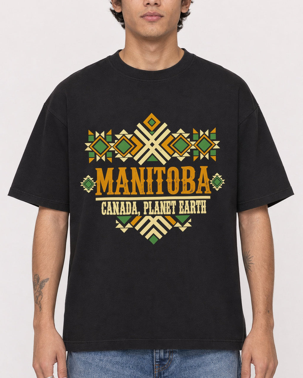 Mockup Boxy Heavyweight Tee Black male close-up 06