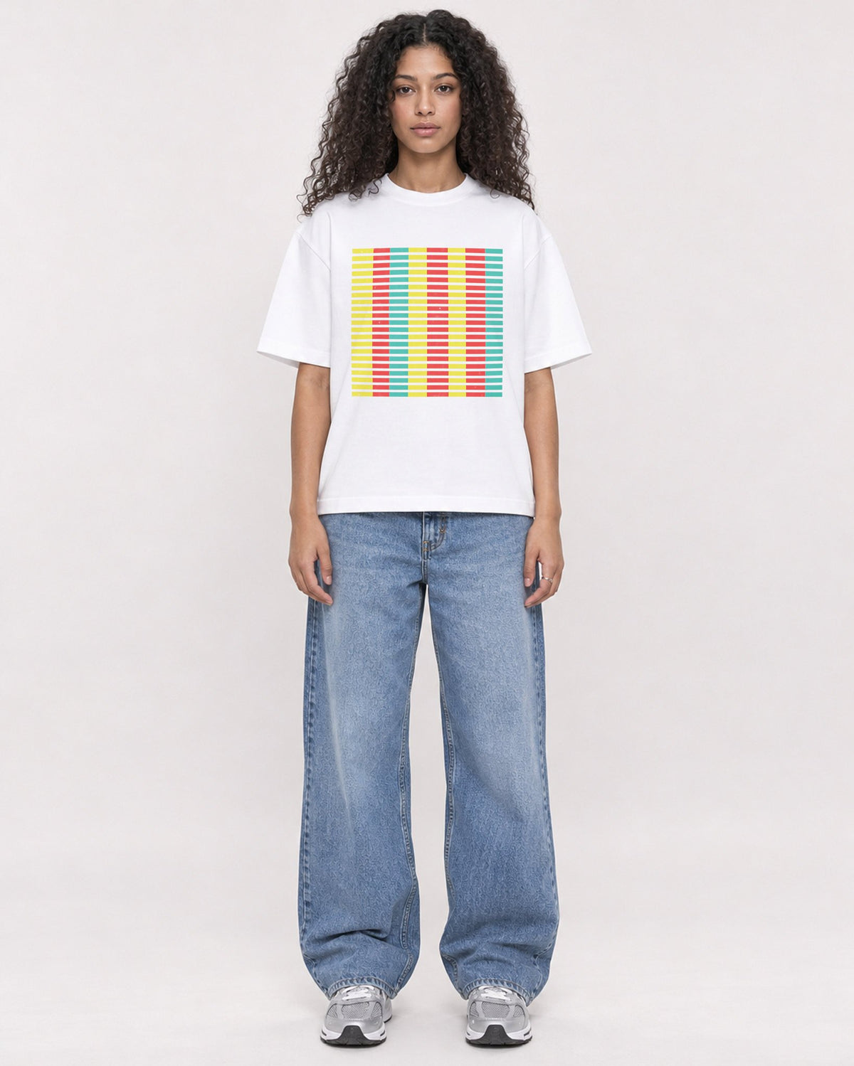 Mockup Boxy Heavyweight Tee White female full-body 10