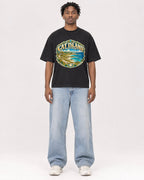 Mockup Boxy Heavyweight Tee Black male full-body 05