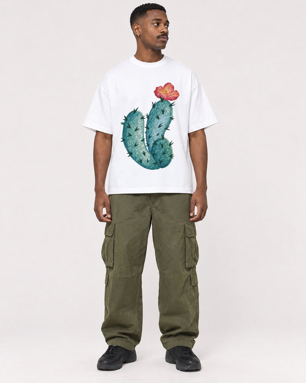 Mockup Boxy Heavyweight Tee White male full-body 14