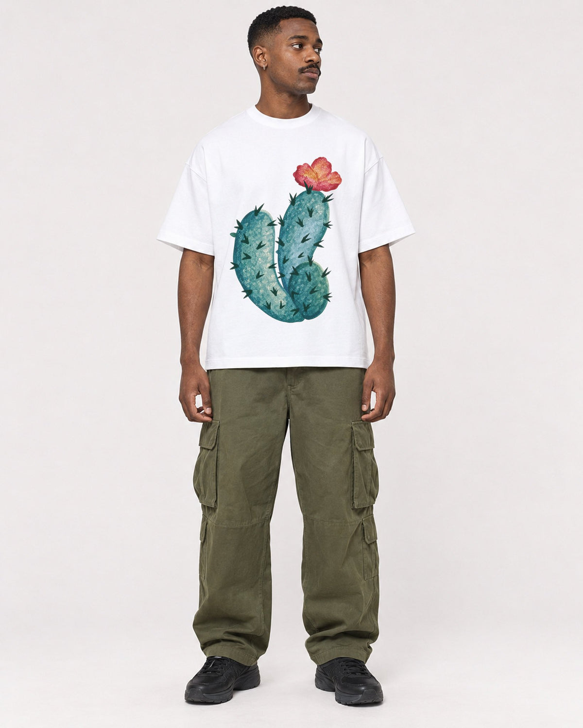 Mockup Boxy Heavyweight Tee White male full-body 14