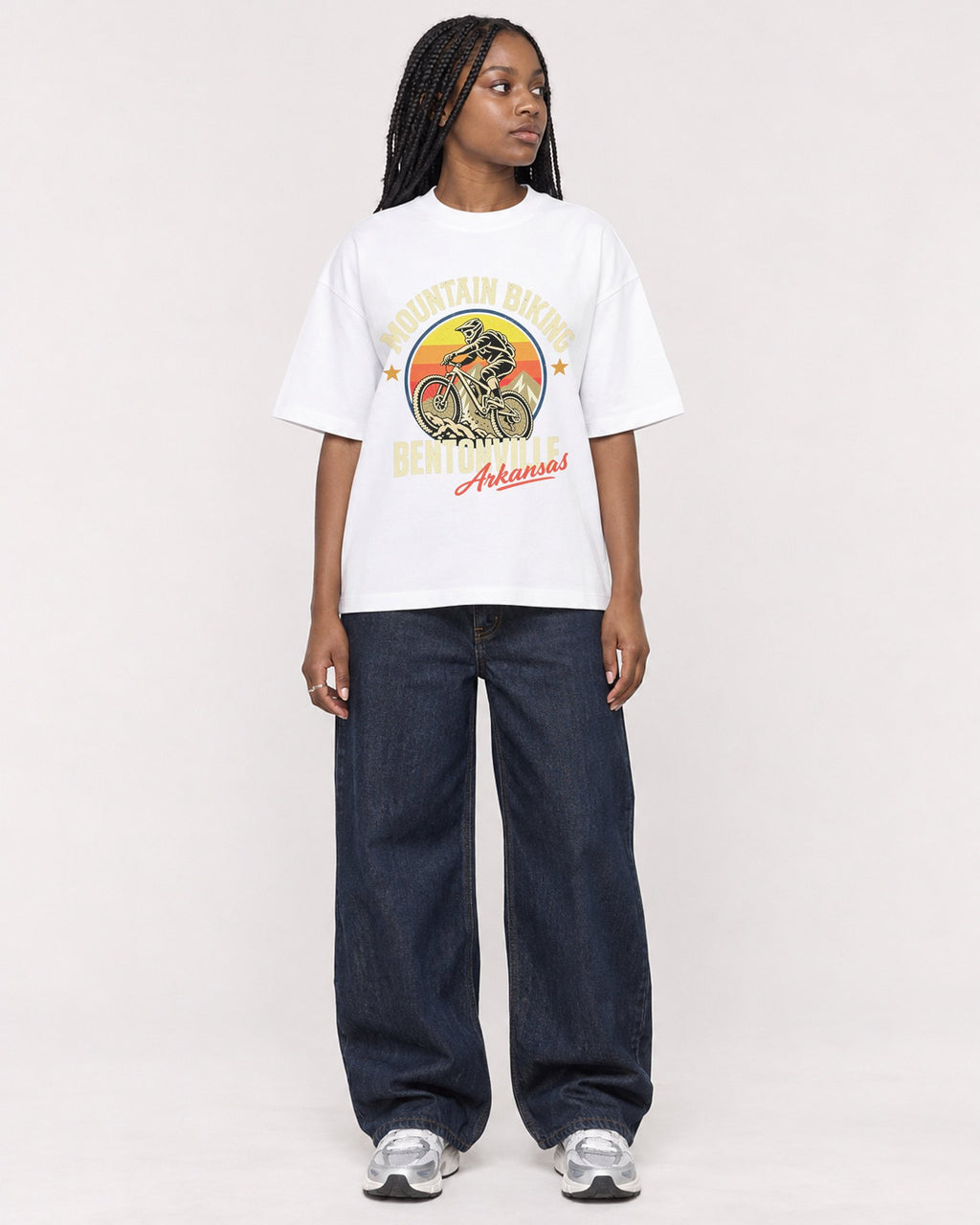 Mockup Boxy Heavyweight Tee White female full-body 04