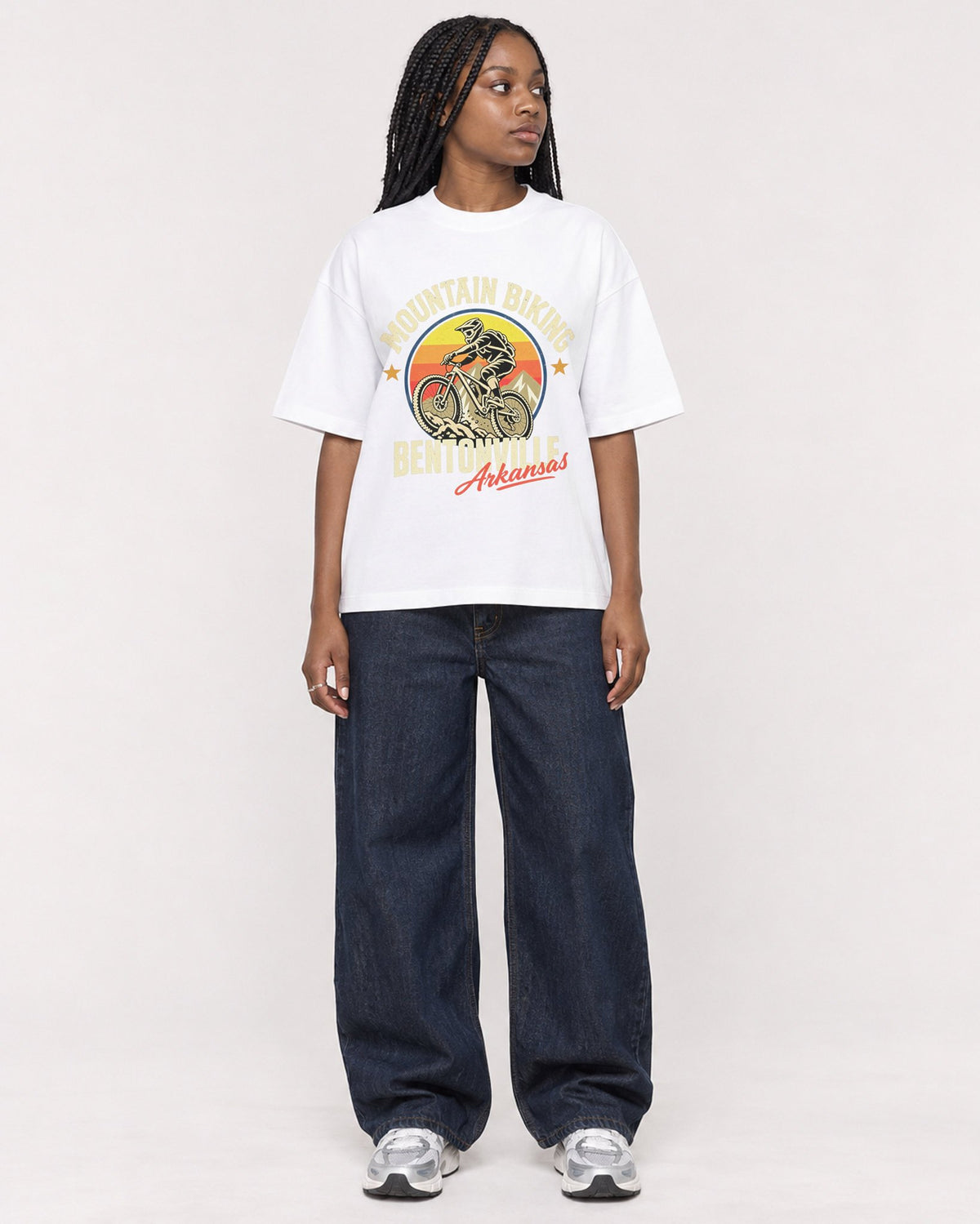 Mockup Boxy Heavyweight Tee White female full-body 04