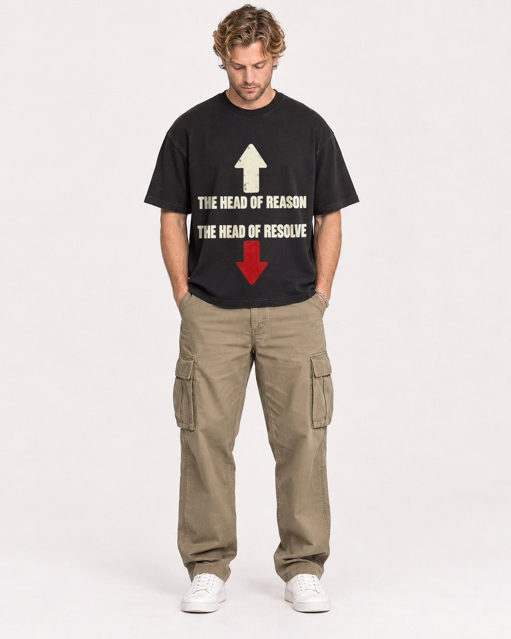 Mockup Boxy Heavyweight Tee Black male full-body 28