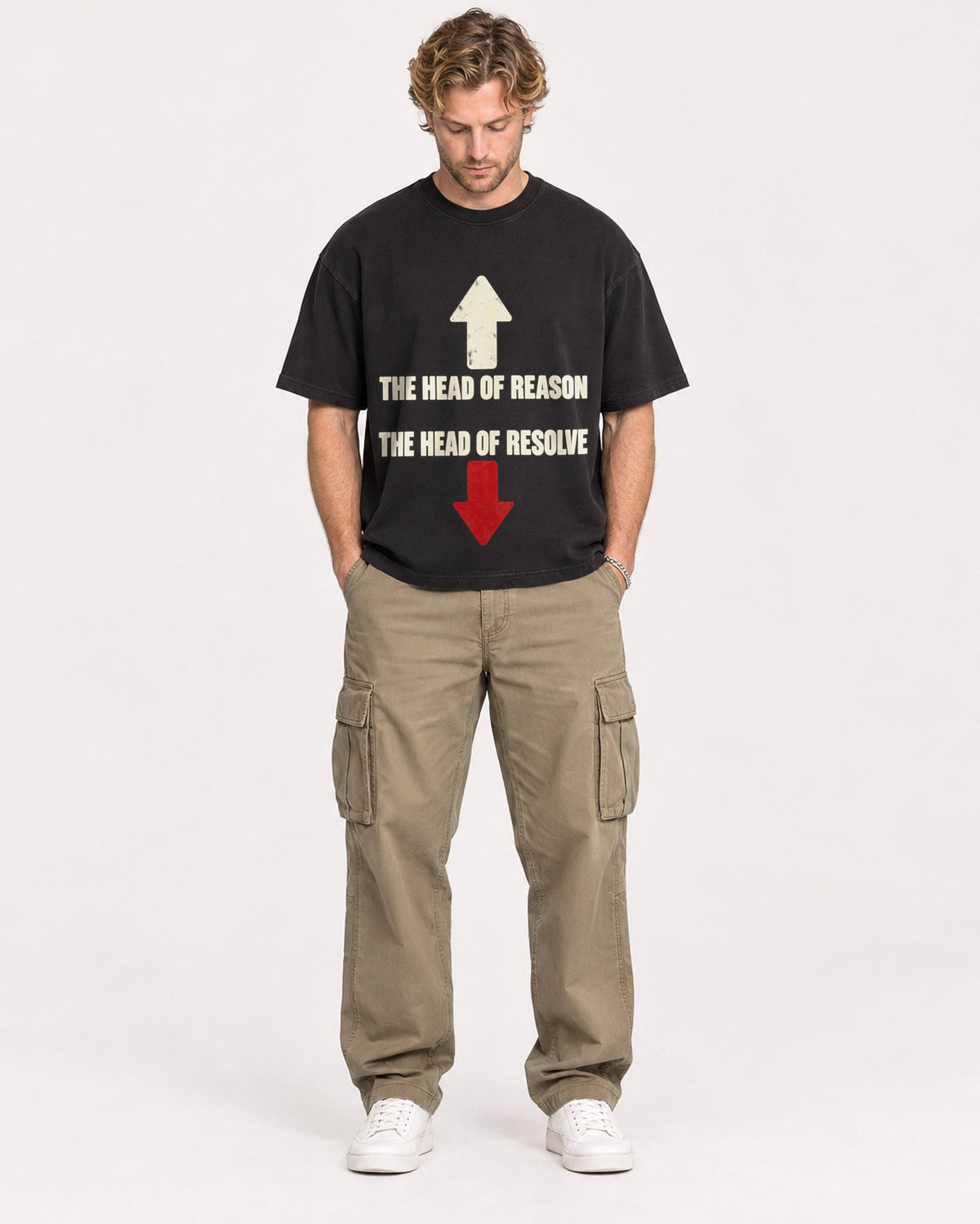 Mockup Boxy Heavyweight Tee Black male full-body 28