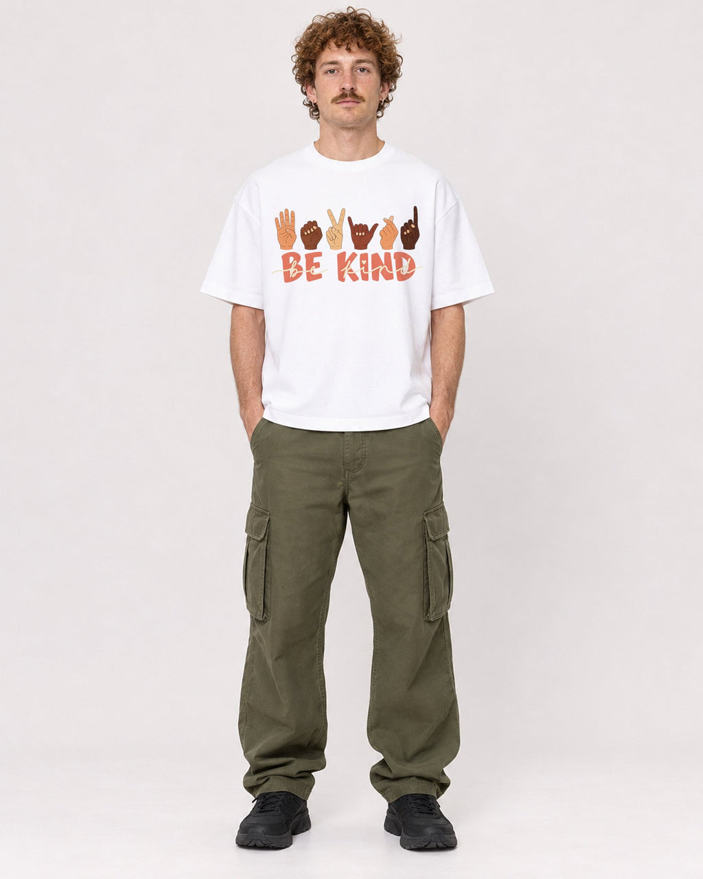 Mockup Boxy Heavyweight Tee White male full-body 09