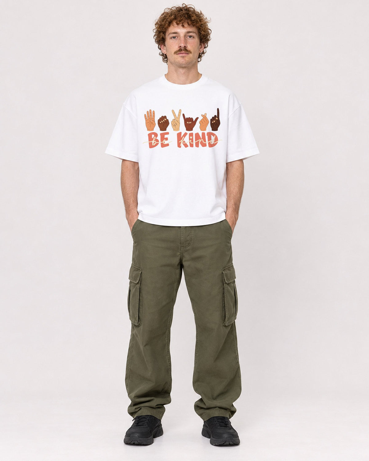 Mockup Boxy Heavyweight Tee White male full-body 09