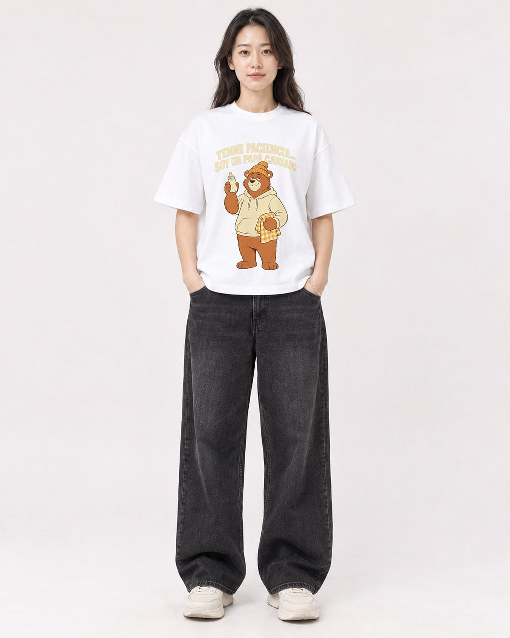 Mockup Boxy Heavyweight Tee White female full-body 03