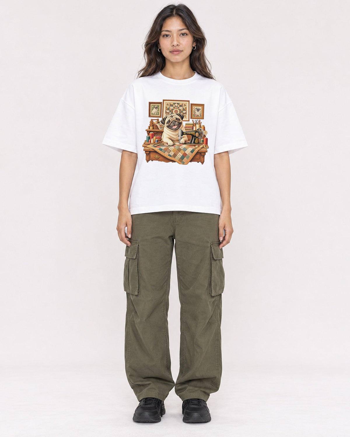 Mockup Boxy Heavyweight Tee White female full-body 02