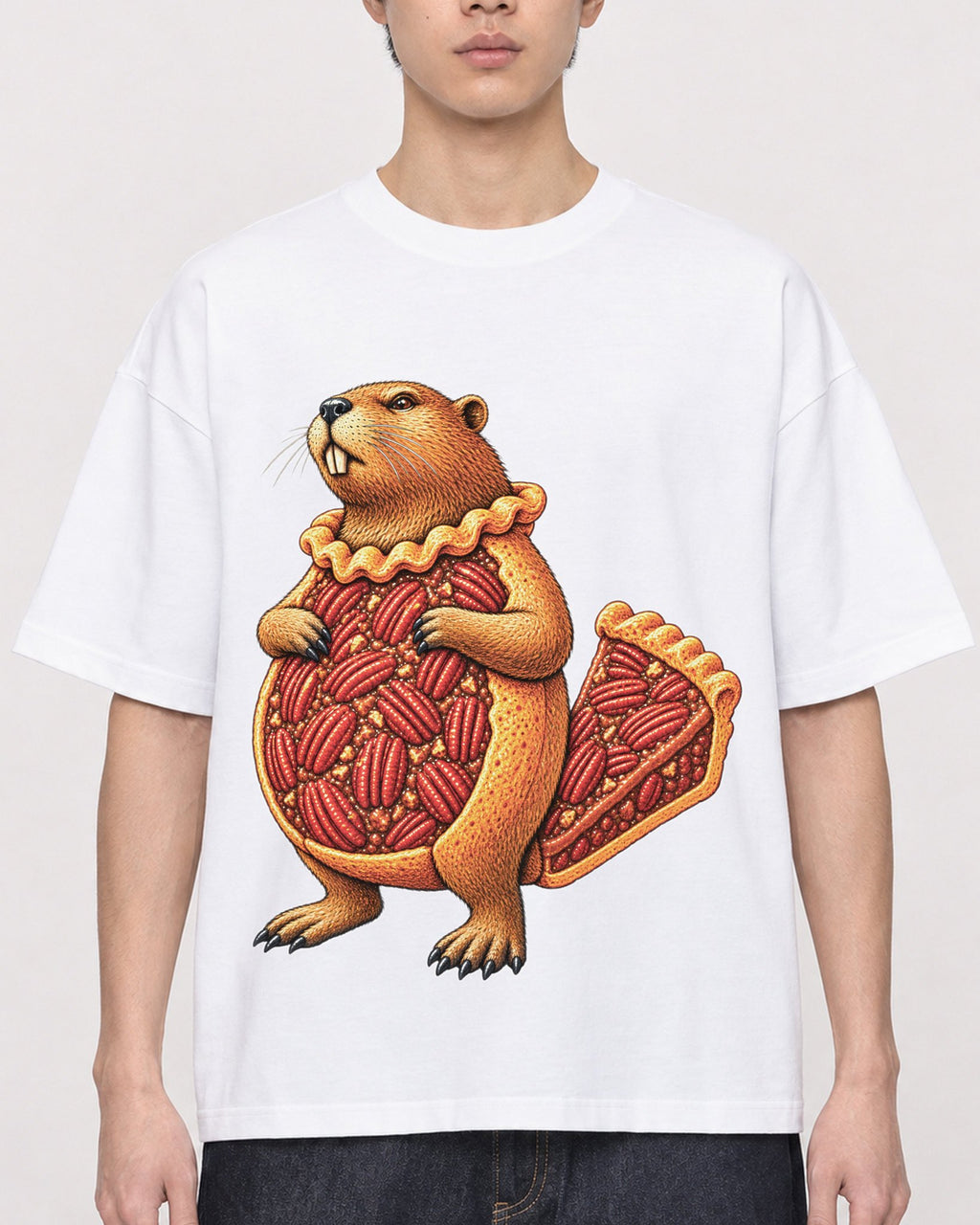 Mockup Boxy Heavyweight Tee White male close-up 01