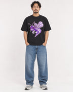 Mockup Boxy Heavyweight Tee Black male full-body 02